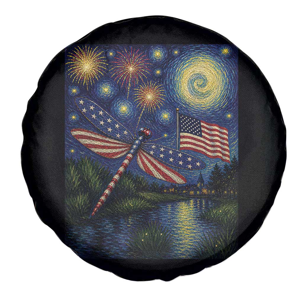 Patriotic Dragonfly Starry Night Swirls Spare Tire Cover Nature Lovers TS12 Print Your Wear