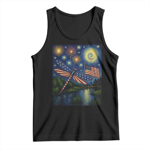 Patriotic Dragonfly Starry Night Swirls Tank Top Nature Lovers TS12 Black Print Your Wear