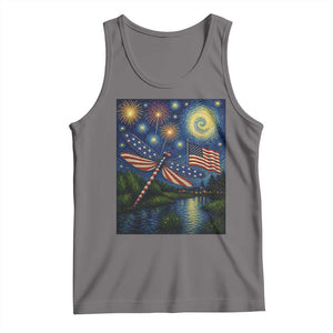 Patriotic Dragonfly Starry Night Swirls Tank Top Nature Lovers TS12 Deep Heather Print Your Wear