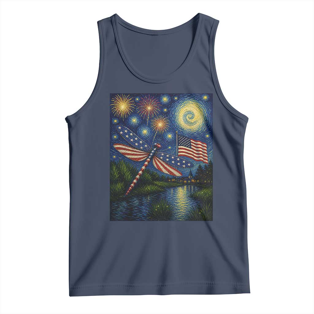 Patriotic Dragonfly Starry Night Swirls Tank Top Nature Lovers TS12 Navy Print Your Wear