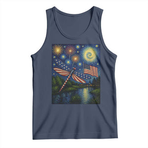 Patriotic Dragonfly Starry Night Swirls Tank Top Nature Lovers TS12 Navy Print Your Wear