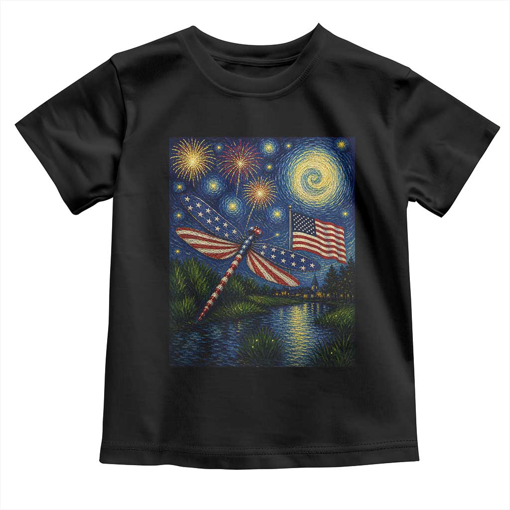 Patriotic Dragonfly Starry Night Swirls Toddler T Shirt Nature Lovers TS12 Black Print Your Wear