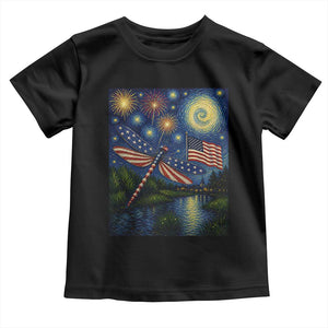 Patriotic Dragonfly Starry Night Swirls Toddler T Shirt Nature Lovers TS12 Black Print Your Wear