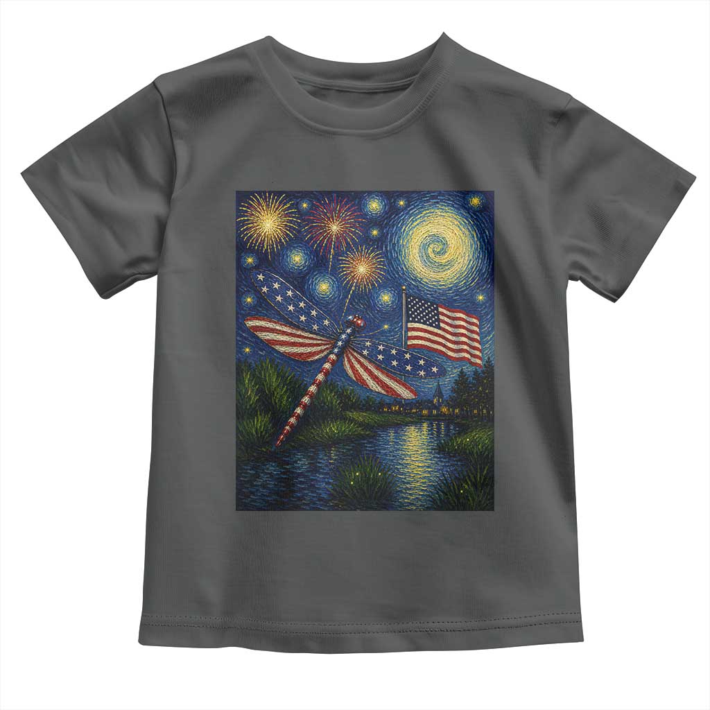 Patriotic Dragonfly Starry Night Swirls Toddler T Shirt Nature Lovers TS12 Dark Heather Print Your Wear