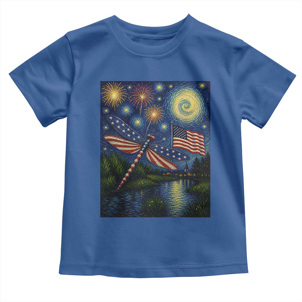 Patriotic Dragonfly Starry Night Swirls Toddler T Shirt Nature Lovers TS12 Royal Blue Print Your Wear