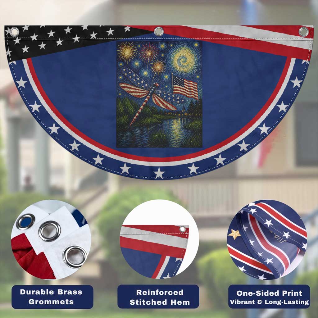 Red White And Blue Dragonfly Starry Night Swirls Patriotic Fan Flag Nature Lovers