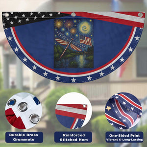 Red White And Blue Dragonfly Starry Night Swirls Patriotic Fan Flag Nature Lovers