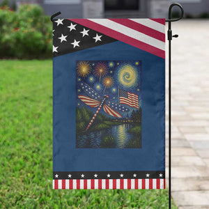Red White And Blue Dragonfly Starry Night Swirls Patriotic Garden Flag Nature Lovers