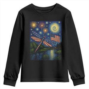 Patriotic Dragonfly Starry Night Swirls Youth Sweatshirt Nature Lovers TS12 Black Print Your Wear