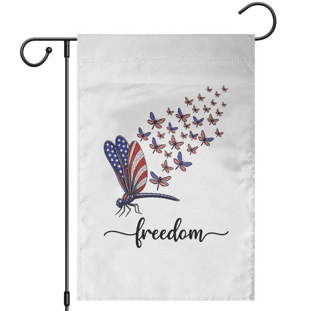 Freedom Dragonfly American Flag 4th Of July Garden Flag Patriotic Nature Lover Graphic TS12 White Print Your Wear