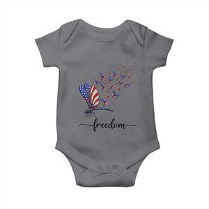 Freedom Dragonfly American Flag 4th Of July Baby Onesie Patriotic Nature Lover Graphic TS12 Charcoal Print Your Wear
