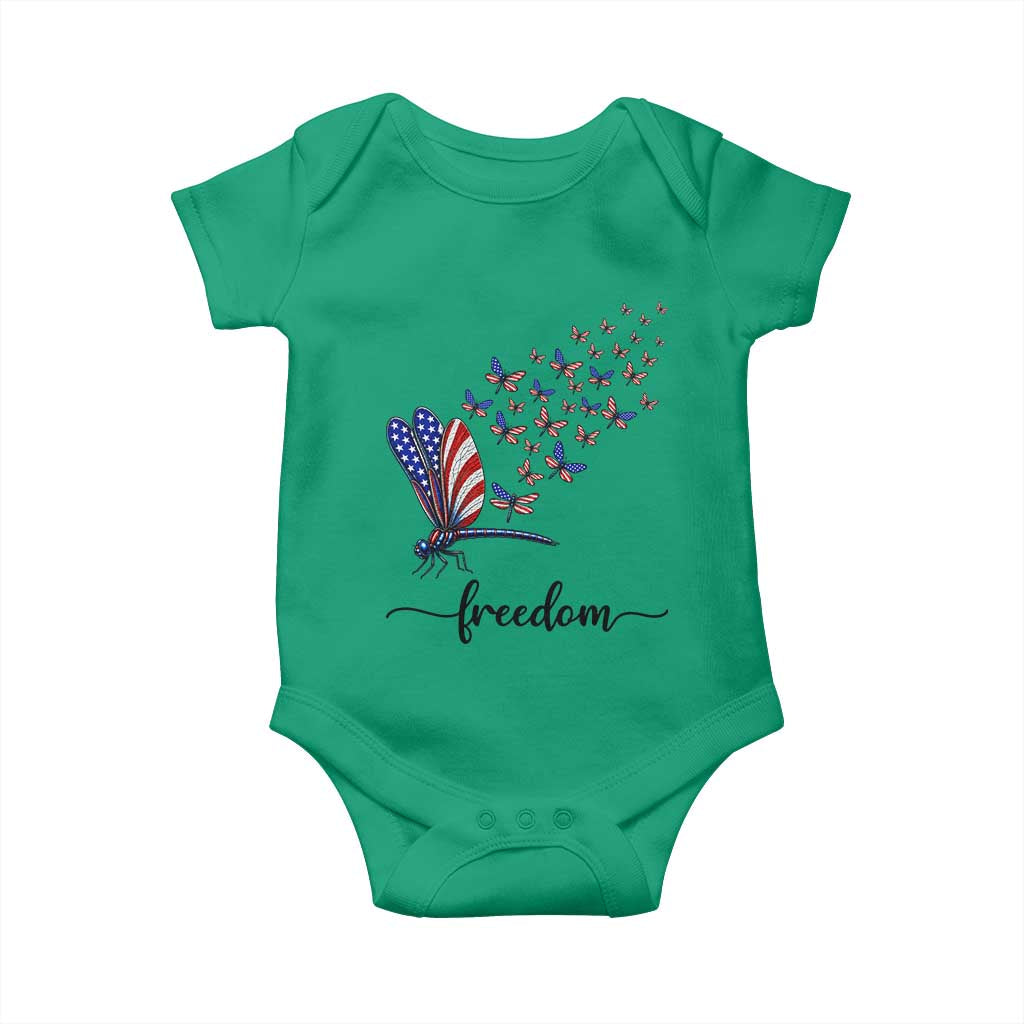 Freedom Dragonfly American Flag 4th Of July Baby Onesie Patriotic Nature Lover Graphic TS12 Irish Green Print Your Wear