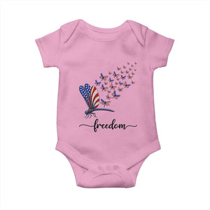 Freedom Dragonfly American Flag 4th Of July Baby Onesie Patriotic Nature Lover Graphic TS12 Light Pink Print Your Wear
