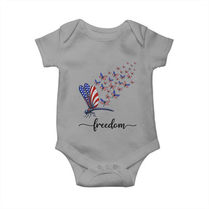 Freedom Dragonfly American Flag 4th Of July Baby Onesie Patriotic Nature Lover Graphic TS12 Sport Gray Print Your Wear