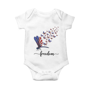 Freedom Dragonfly American Flag 4th Of July Baby Onesie Patriotic Nature Lover Graphic TS12 White Print Your Wear