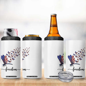 Freedom Dragonfly American Flag 4th Of July 4 in 1 Can Cooler Tumbler Patriotic Nature Lover Graphic TS12 Print Your Wear