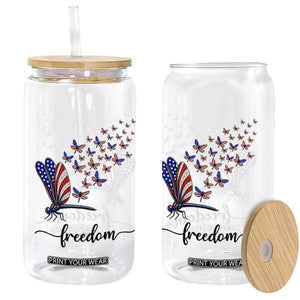 Freedom Dragonfly American Flag 4th Of July Glass Can Patriotic Nature Lover Graphic TS12 Print Your Wear