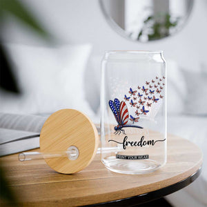 Freedom Dragonfly American Flag 4th Of July Glass Can Patriotic Nature Lover Graphic TS12 Print Your Wear