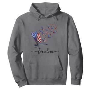Freedom Dragonfly American Flag 4th Of July Hoodie Patriotic Nature Lover Graphic TS12 Charcoal Print Your Wear