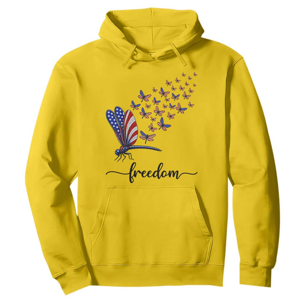 Freedom Dragonfly American Flag 4th Of July Hoodie Patriotic Nature Lover Graphic TS12 Daisy Print Your Wear