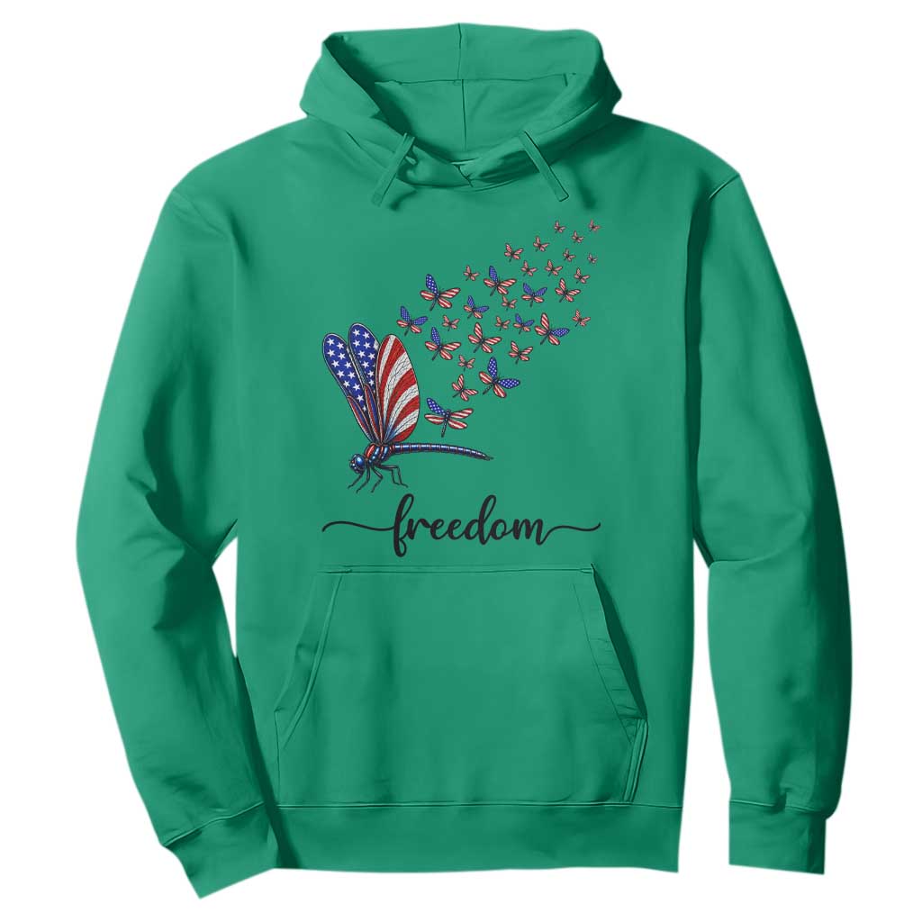 Freedom Dragonfly American Flag 4th Of July Hoodie Patriotic Nature Lover Graphic TS12 Irish Green Print Your Wear