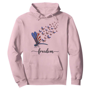 Freedom Dragonfly American Flag 4th Of July Hoodie Patriotic Nature Lover Graphic TS12 Light Pink Print Your Wear