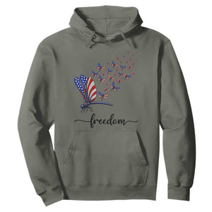 Freedom Dragonfly American Flag 4th Of July Hoodie Patriotic Nature Lover Graphic TS12 Military Green Print Your Wear