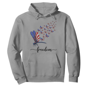 Freedom Dragonfly American Flag 4th Of July Hoodie Patriotic Nature Lover Graphic TS12 Sport Gray Print Your Wear
