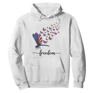 Freedom Dragonfly American Flag 4th Of July Hoodie Patriotic Nature Lover Graphic TS12 White Print Your Wear