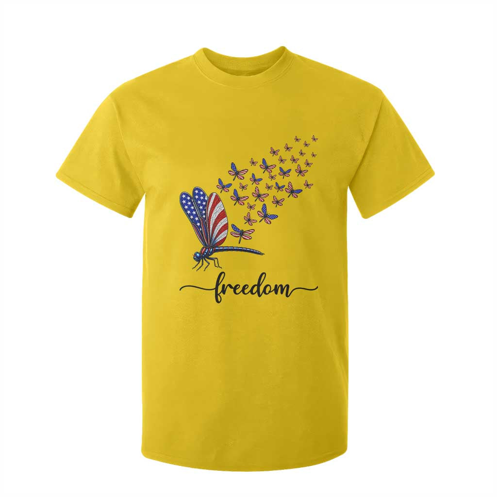 Freedom Dragonfly American Flag 4th Of July T Shirt For Kid Patriotic Nature Lover Graphic TS12 Daisy Print Your Wear