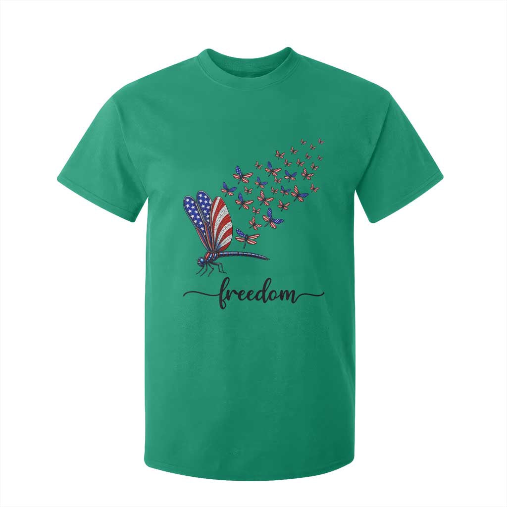 Freedom Dragonfly American Flag 4th Of July T Shirt For Kid Patriotic Nature Lover Graphic TS12 Irish Green Print Your Wear