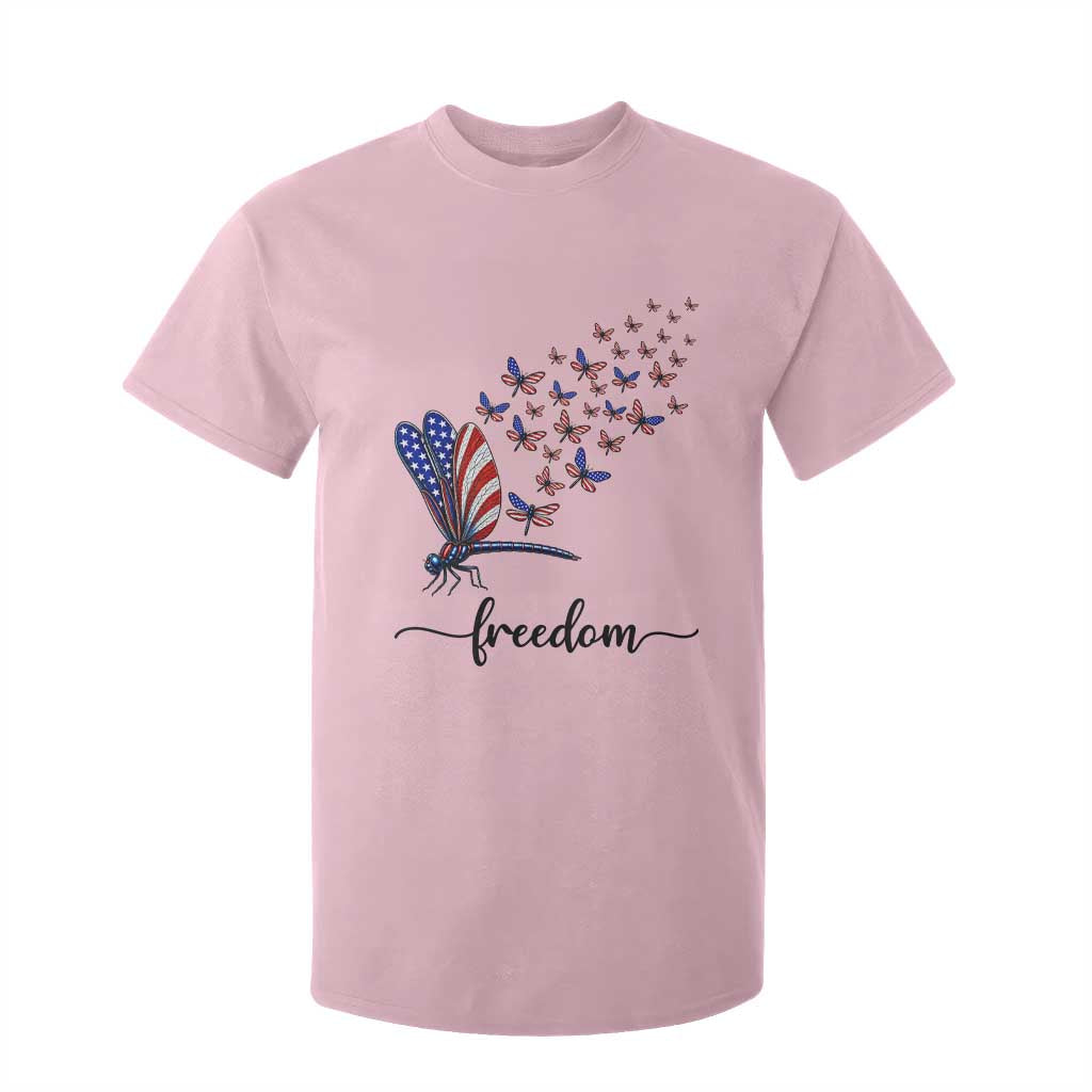 Freedom Dragonfly American Flag 4th Of July T Shirt For Kid Patriotic Nature Lover Graphic TS12 Light Pink Print Your Wear