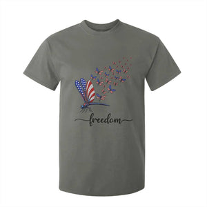 Freedom Dragonfly American Flag 4th Of July T Shirt For Kid Patriotic Nature Lover Graphic TS12 Military Green Print Your Wear