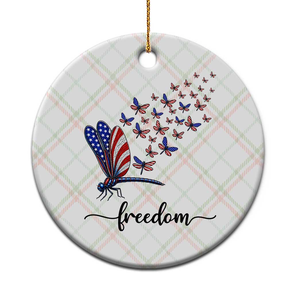 Freedom Dragonfly American Flag 4th Of July Ceramic Ornament Patriotic Nature Lover Graphic TS12 1pc Christmas Plaid Print Your Wear