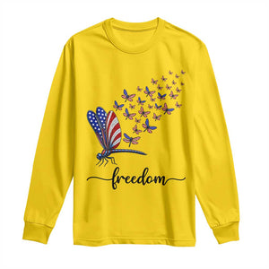 Freedom Dragonfly American Flag 4th Of July Long Sleeve Shirt Patriotic Nature Lover Graphic TS12 Daisy Print Your Wear
