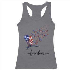 Freedom Dragonfly American Flag 4th Of July Racerback Tank Top Patriotic Nature Lover Graphic TS12 Charcoal Print Your Wear