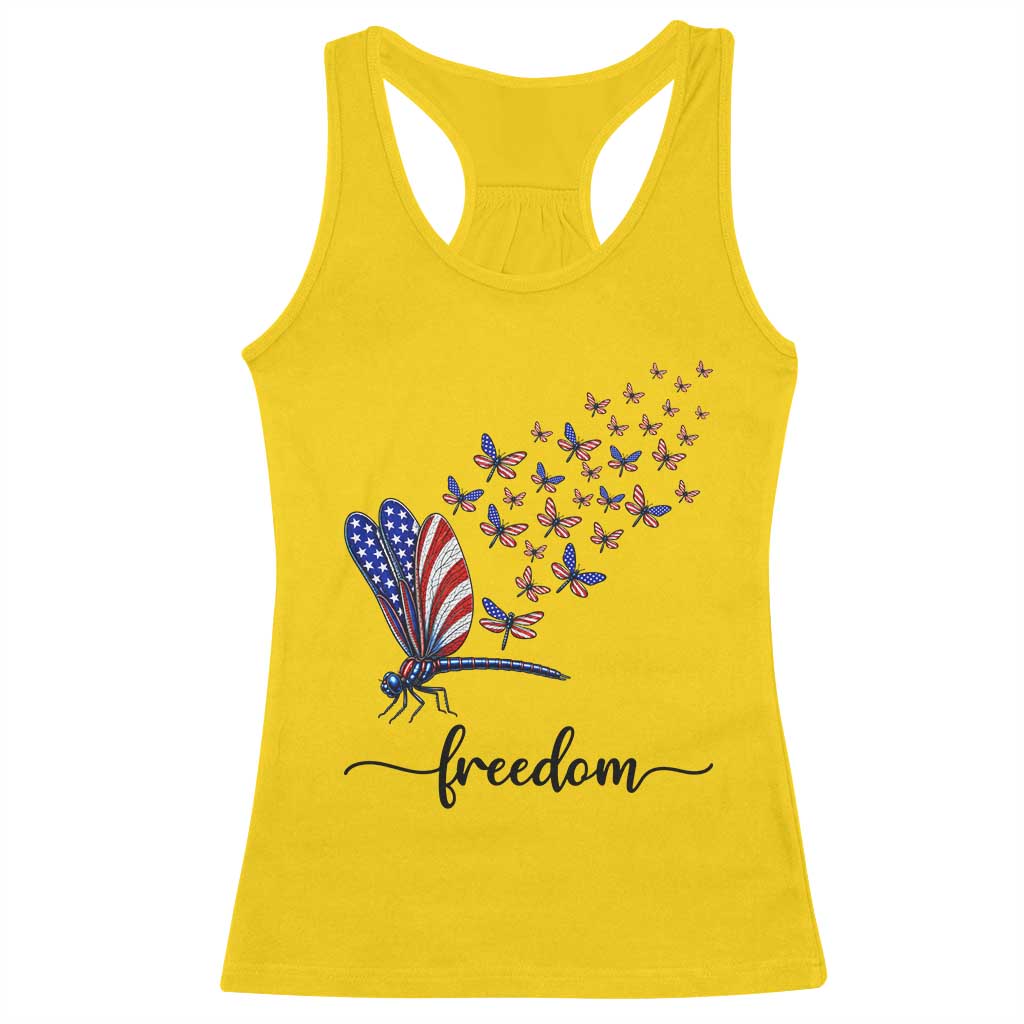 Freedom Dragonfly American Flag 4th Of July Racerback Tank Top Patriotic Nature Lover Graphic TS12 Daisy Print Your Wear