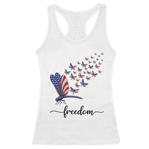 Freedom Dragonfly American Flag 4th Of July Racerback Tank Top Patriotic Nature Lover Graphic TS12 White Print Your Wear