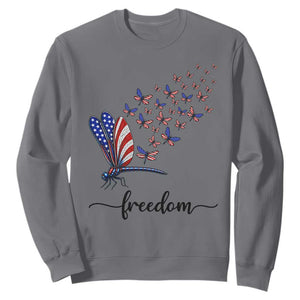 Freedom Dragonfly American Flag 4th Of July Sweatshirt Patriotic Nature Lover Graphic TS12 Charcoal Print Your Wear