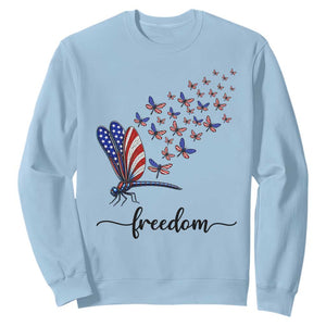 Freedom Dragonfly American Flag 4th Of July Sweatshirt Patriotic Nature Lover Graphic TS12 Light Blue Print Your Wear
