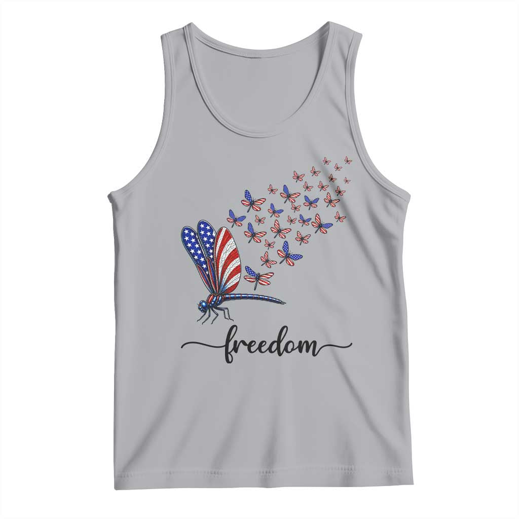 Freedom Dragonfly American Flag 4th Of July Tank Top Patriotic Nature Lover Graphic TS12 Athletic Heather Print Your Wear