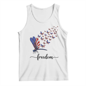 Freedom Dragonfly American Flag 4th Of July Tank Top Patriotic Nature Lover Graphic TS12 White Print Your Wear