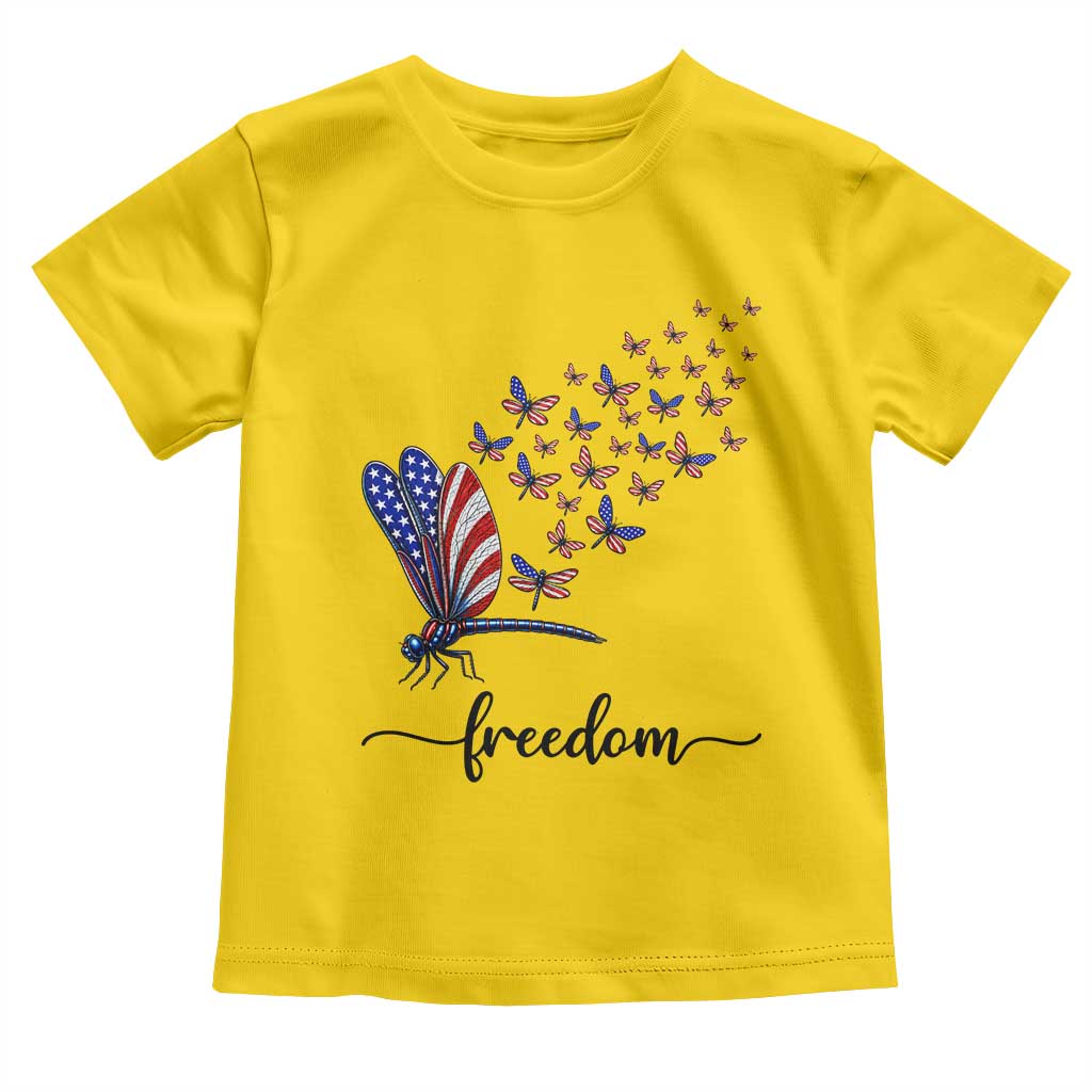 Freedom Dragonfly American Flag 4th Of July Toddler T Shirt Patriotic Nature Lover Graphic TS12 Daisy Print Your Wear