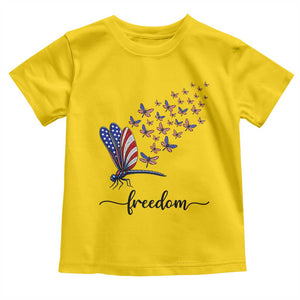 Freedom Dragonfly American Flag 4th Of July Toddler T Shirt Patriotic Nature Lover Graphic TS12 Daisy Print Your Wear