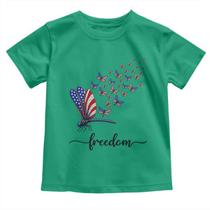Freedom Dragonfly American Flag 4th Of July Toddler T Shirt Patriotic Nature Lover Graphic TS12 Irish Green Print Your Wear