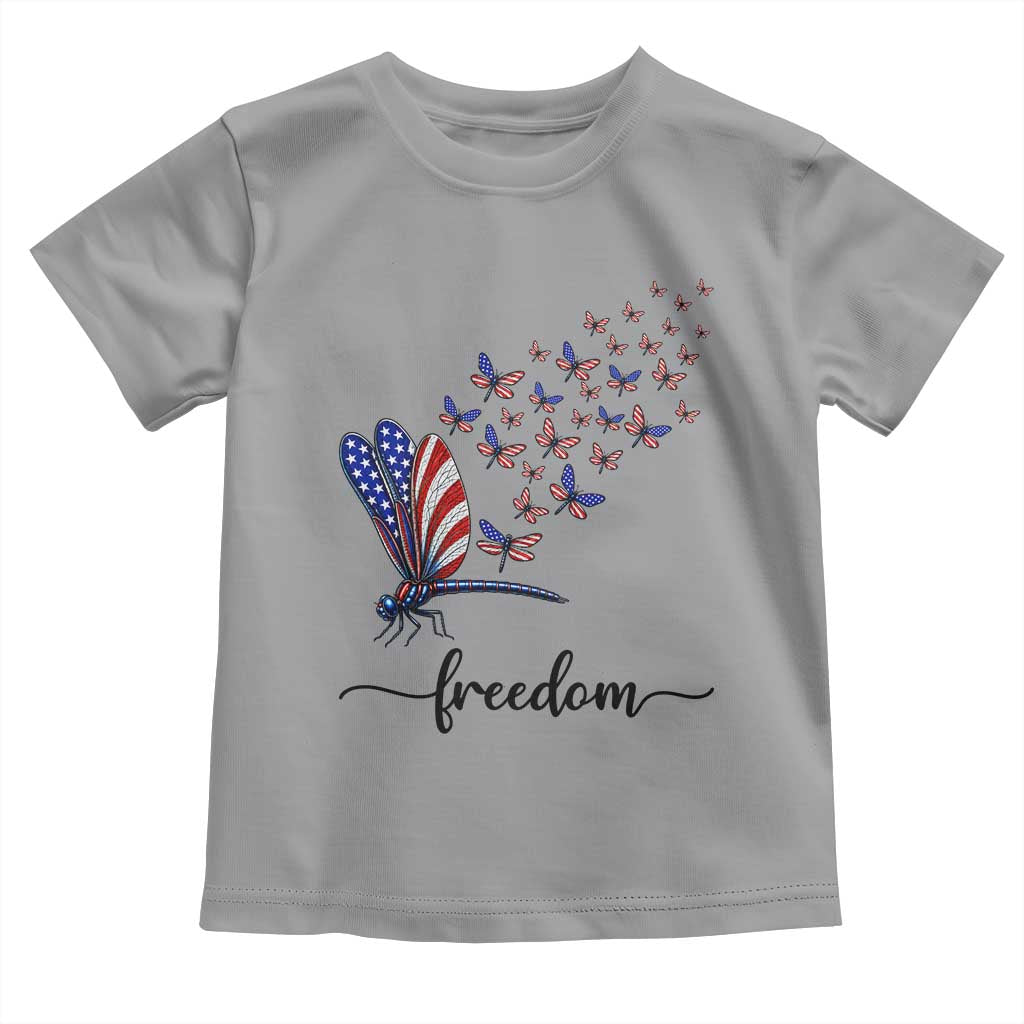 Freedom Dragonfly American Flag 4th Of July Toddler T Shirt Patriotic Nature Lover Graphic TS12 Sport Gray Print Your Wear