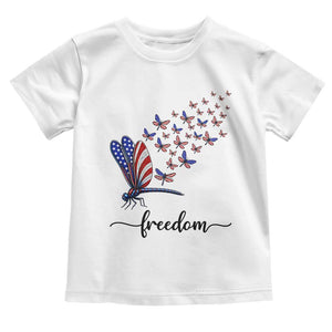 Freedom Dragonfly American Flag 4th Of July Toddler T Shirt Patriotic Nature Lover Graphic TS12 White Print Your Wear