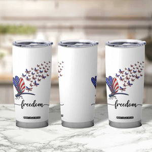 Freedom Dragonfly American Flag 4th Of July Tumbler Cup Patriotic Nature Lover Graphic
