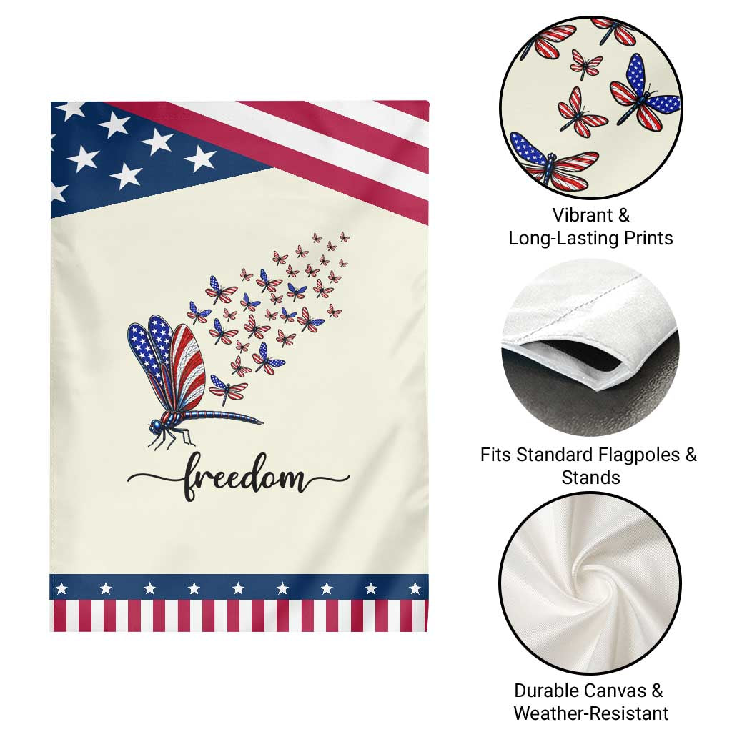 Freedom Dragonfly American Flag 4th Of July Patriotic Garden Flag Nature Lover Graphic