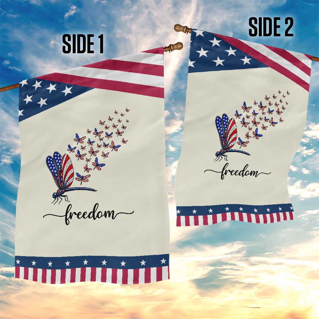 Freedom Dragonfly American Flag 4th Of July Patriotic Garden Flag Nature Lover Graphic